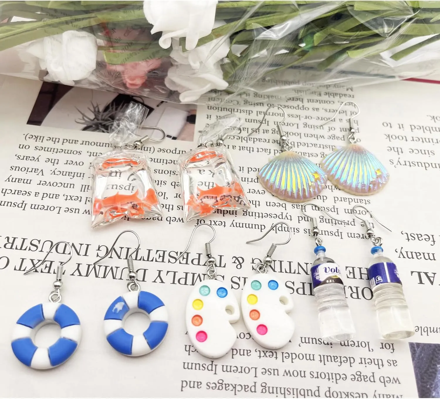 28/30 Pairs Funny Weird Cute Earrings Earrings (Or Clips) for Women Including Kawaii Fun Unique Cool Quirky Animal Food Fruit Duck Mushroon Flowers Bear Summer Shell Aesthetic Earrings For Women