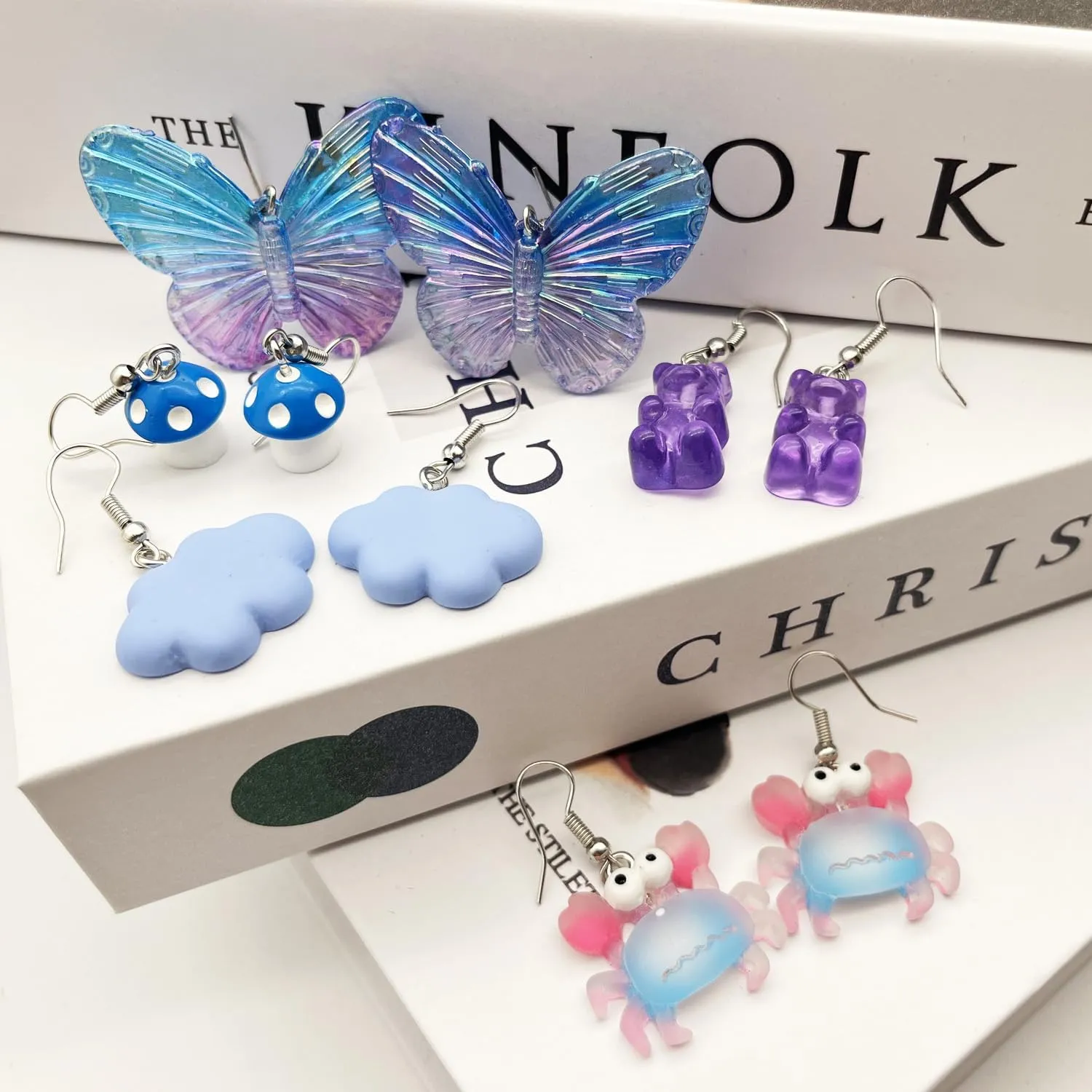 28/30 Pairs Funny Weird Cute Earrings Earrings (Or Clips) for Women Including Kawaii Fun Unique Cool Quirky Animal Food Fruit Duck Mushroon Flowers Bear Summer Shell Aesthetic Earrings For Women
