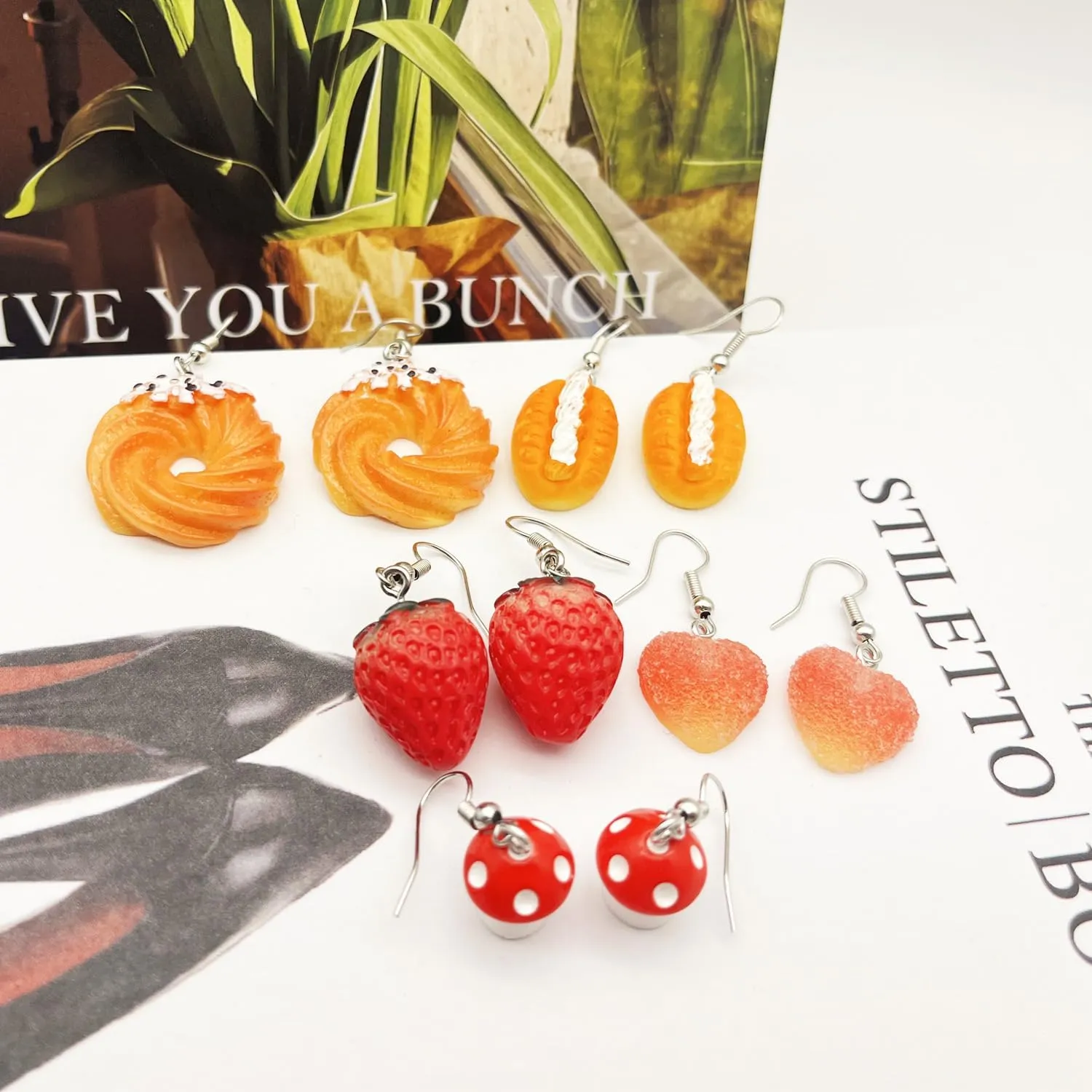 28/30 Pairs Funny Weird Cute Earrings Earrings (Or Clips) for Women Including Kawaii Fun Unique Cool Quirky Animal Food Fruit Duck Mushroon Flowers Bear Summer Shell Aesthetic Earrings For Women