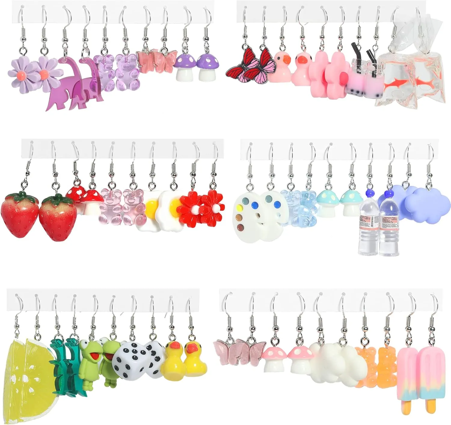 30 Pairs Fun Earrings Weird Earrings Aesthetic Earrings Weirdcore Kawaii Earrings Funny Earrings for Women