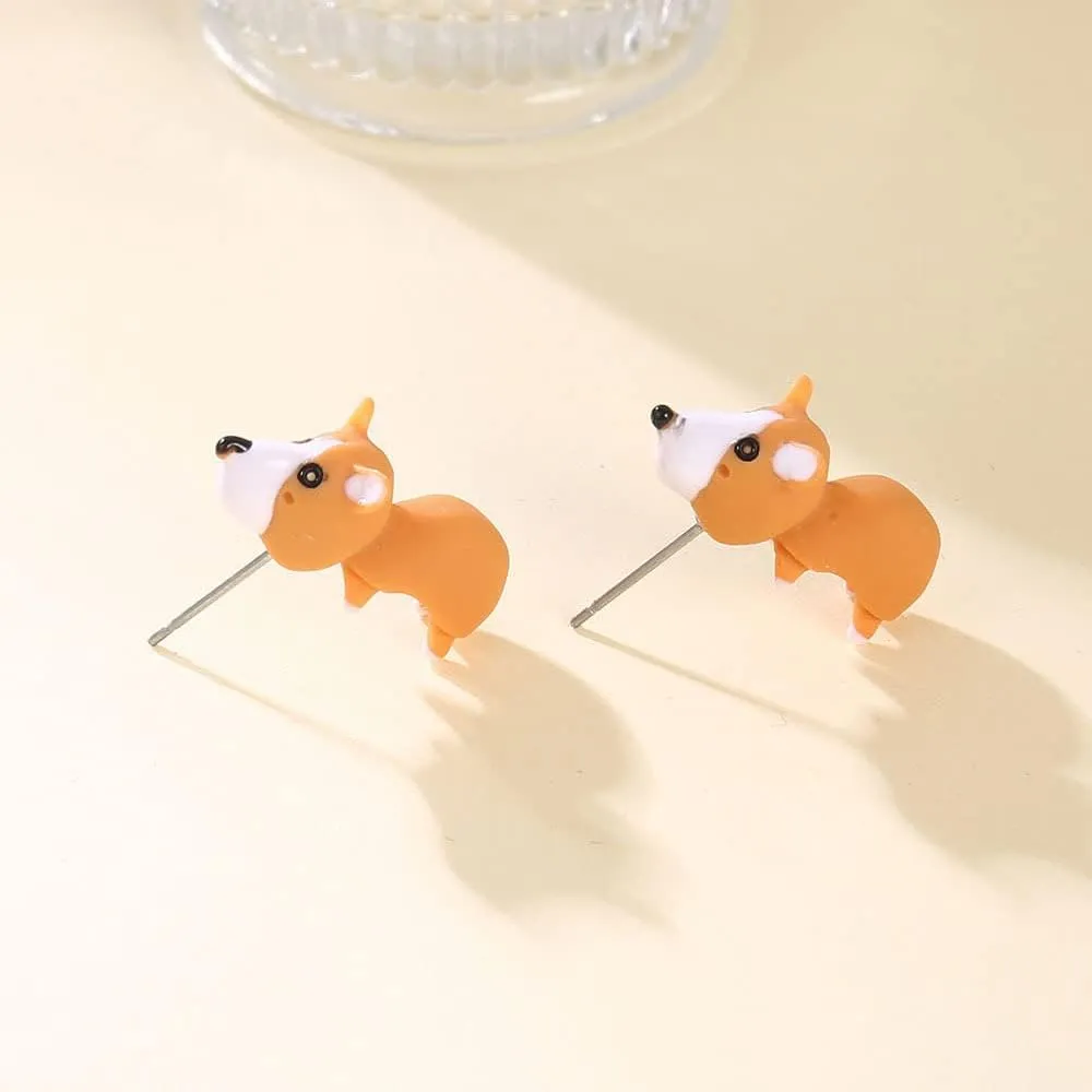 6 Pairs Cute Animal Bite Earrings for Women Dinosaur Hot Balloon Dog Stud Earrings 3D Polymer Clay Earrings Handmade Cartoon Small Animal Earrings Set Animal Biting Earrings Jewelry