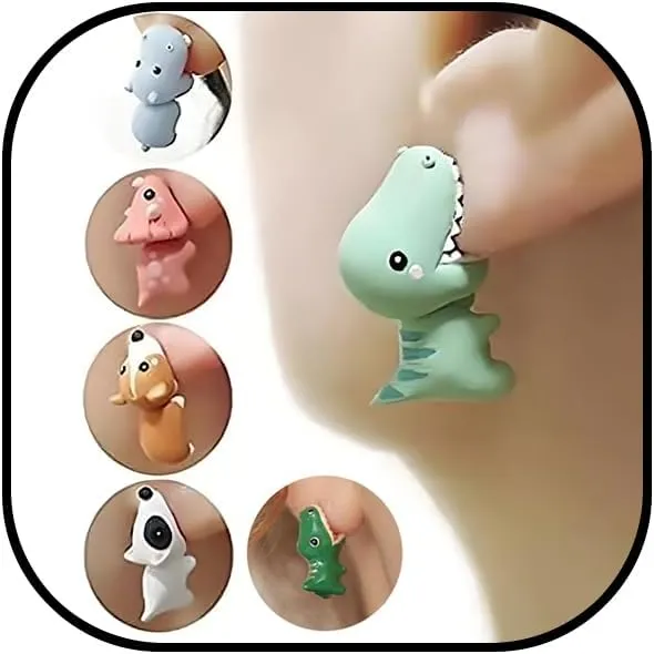 6 Pairs Cute Animal Bite Earrings for Women Dinosaur Hot Balloon Dog Stud Earrings 3D Polymer Clay Earrings Handmade Cartoon Small Animal Earrings Set Animal Biting Earrings Jewelry
