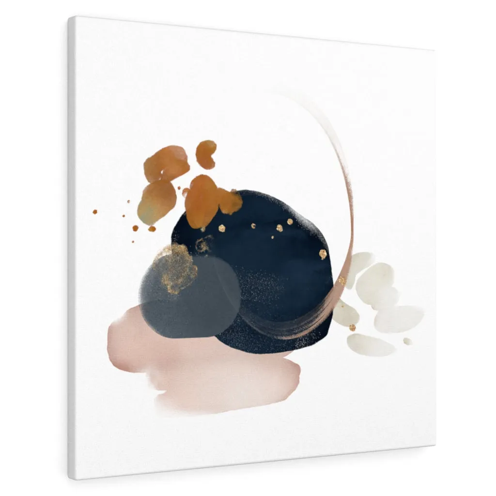 Abstract Canvas Art | White Navy Blue Blush Pink