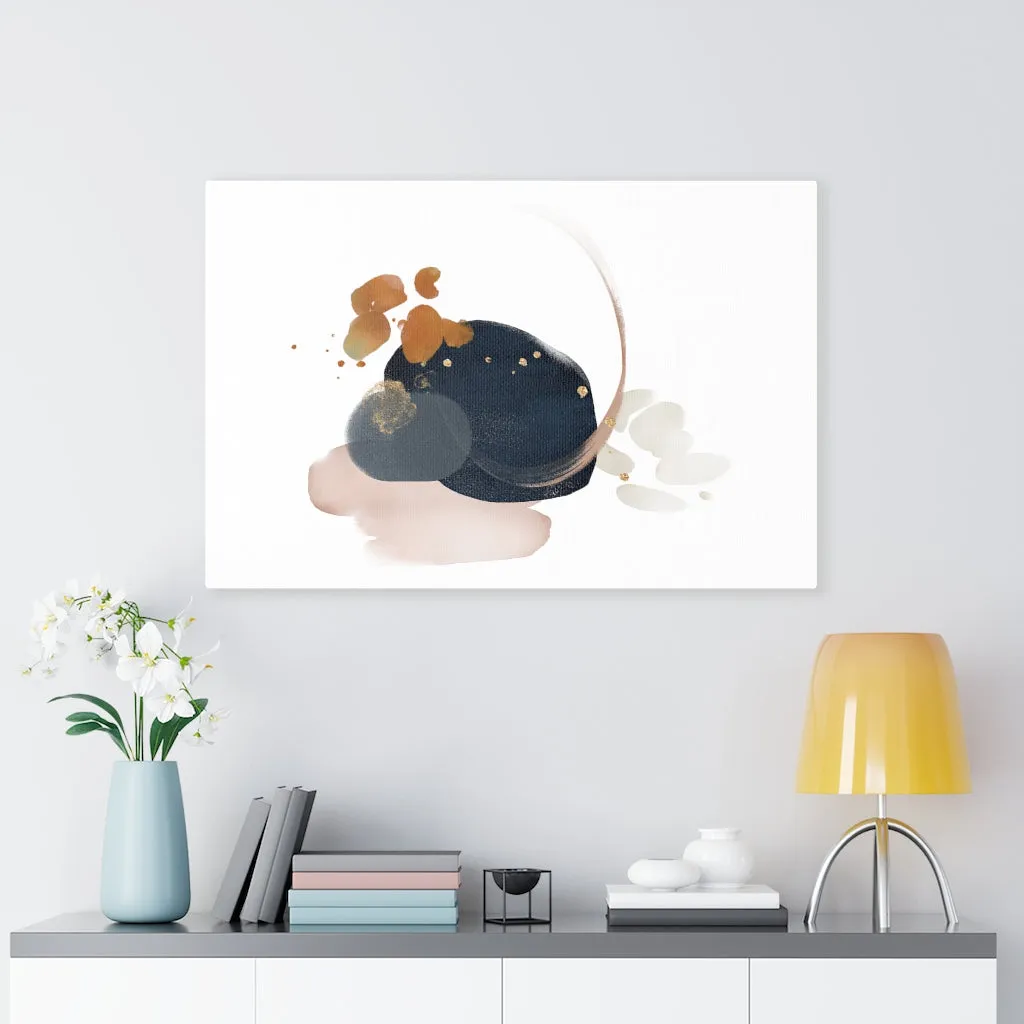 Abstract Canvas Art | White Navy Blue Blush Pink