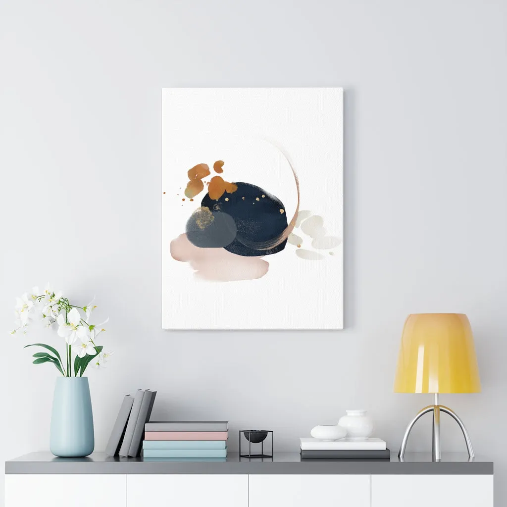 Abstract Canvas Art | White Navy Blue Blush Pink