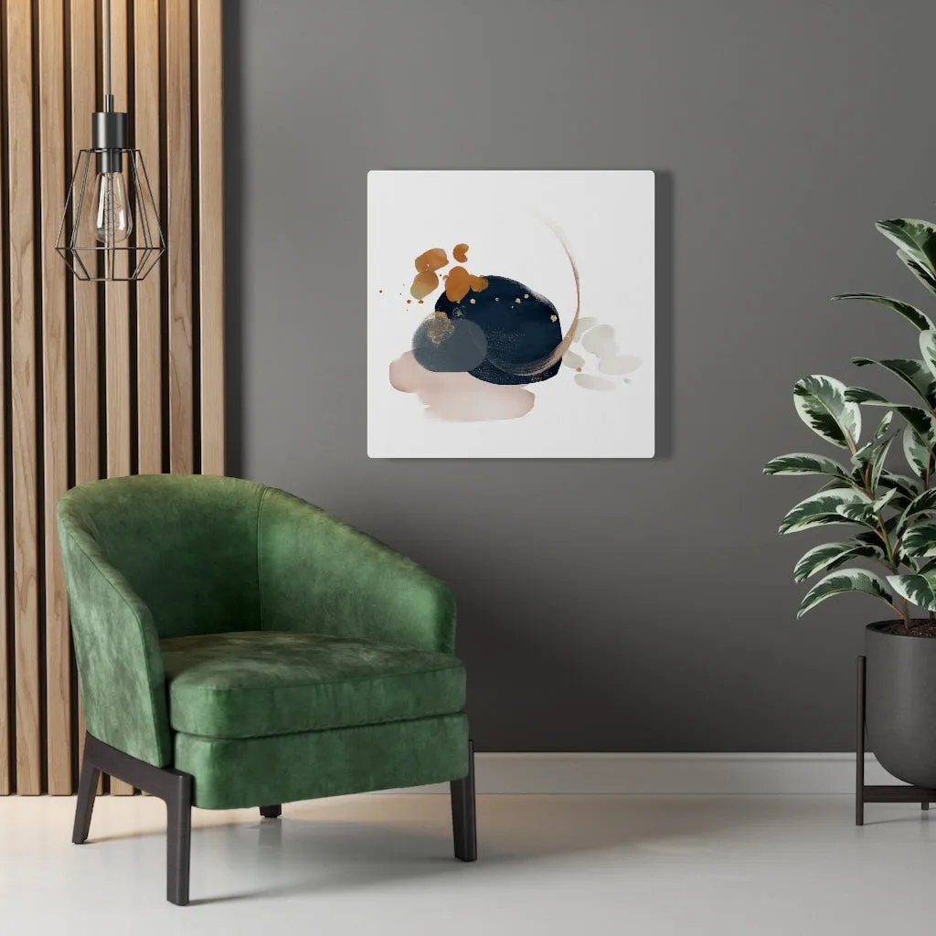 Abstract Canvas Art | White Navy Blue Blush Pink