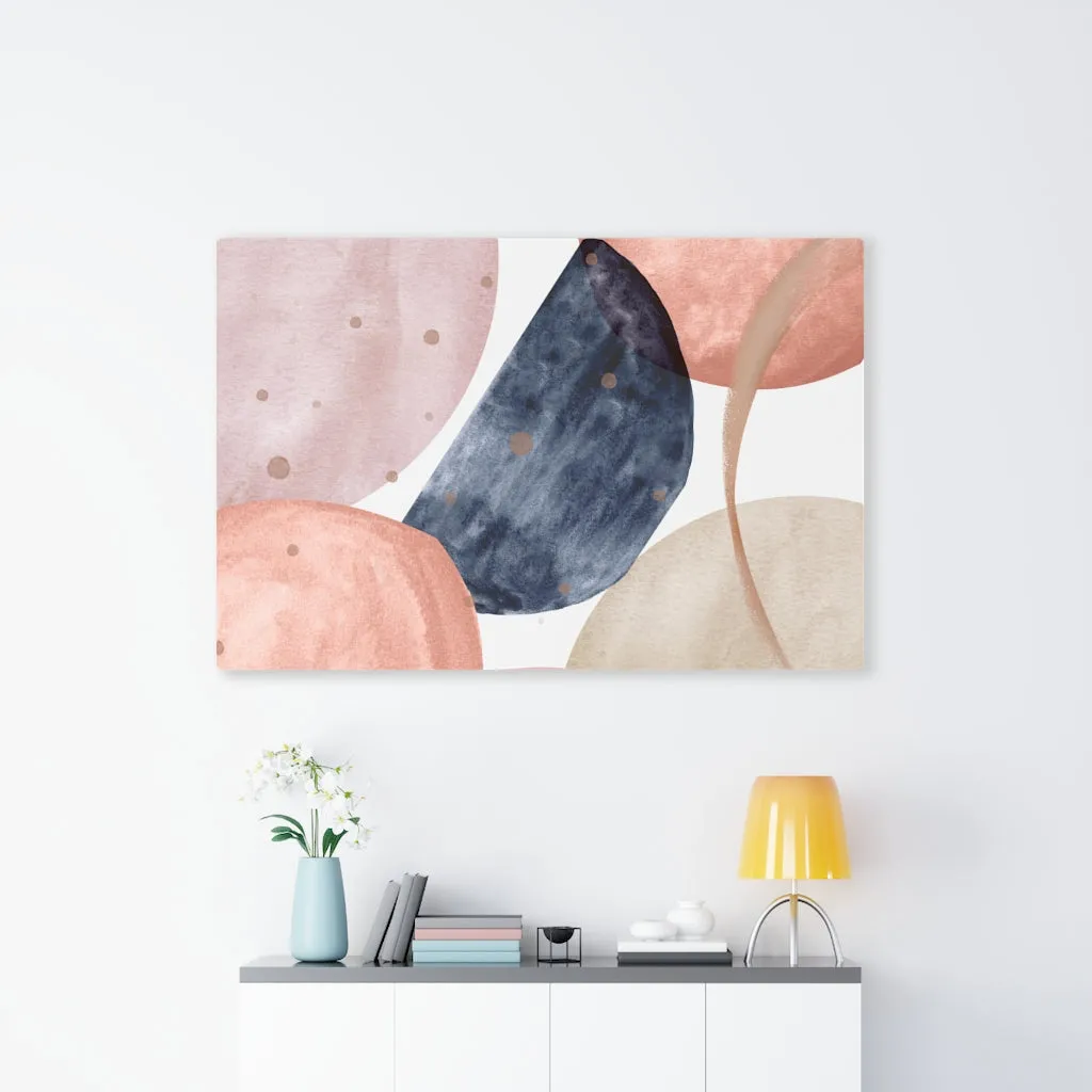 Abstract Canvas Art | White Navy Blue Pink
