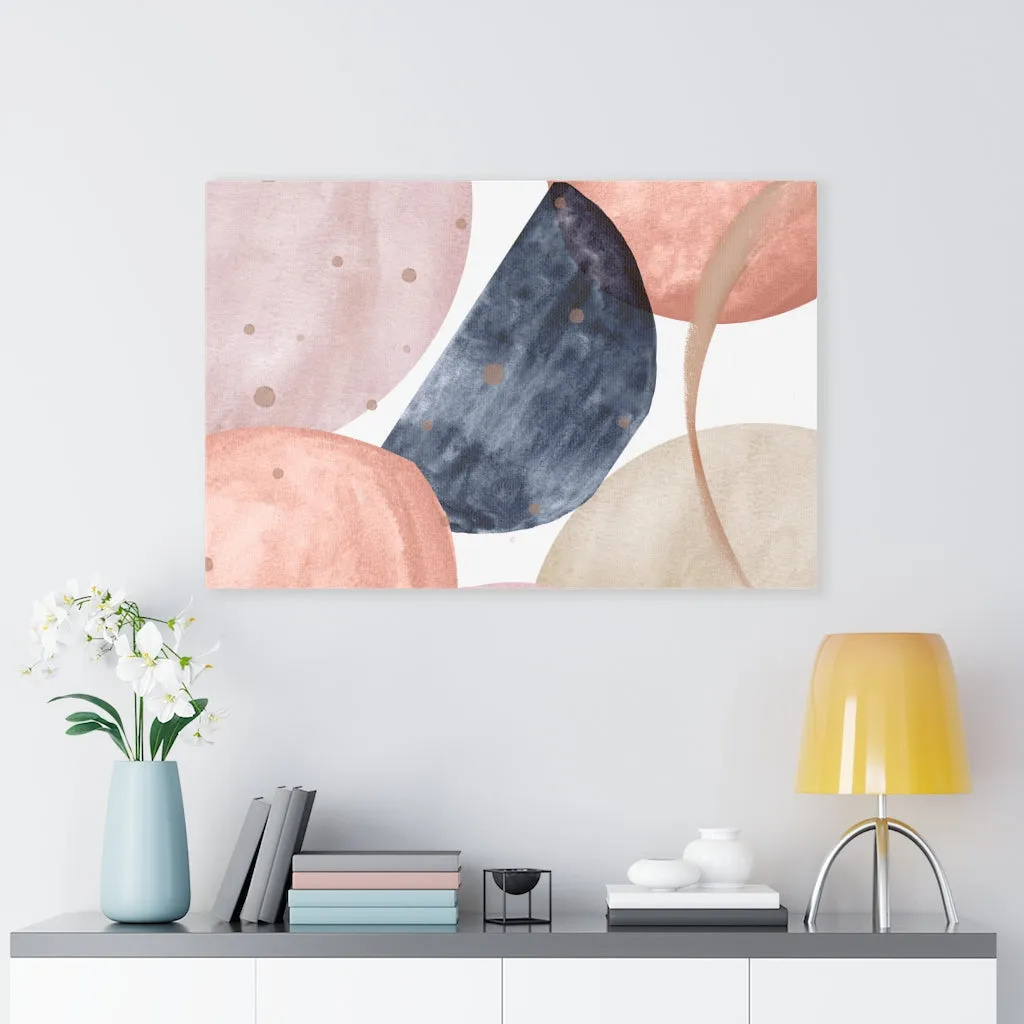 Abstract Canvas Art | White Navy Blue Pink