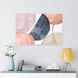 Abstract Canvas Art | White Navy Blue Pink