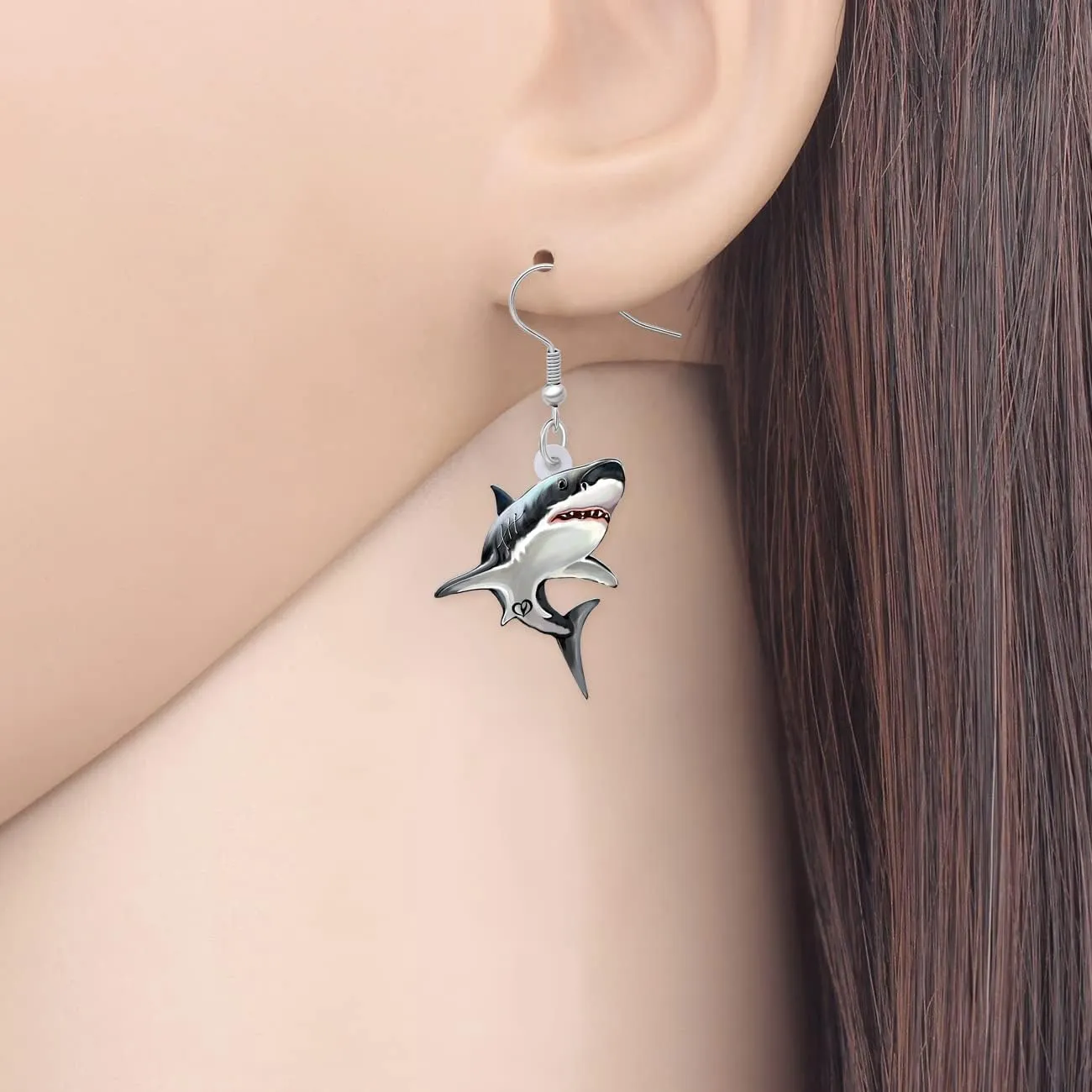 Acrylic Cute Cartoon Shark Earrings Ocean Fish Dangle Sea Life Jewelry Shark Gifts for Women Charms