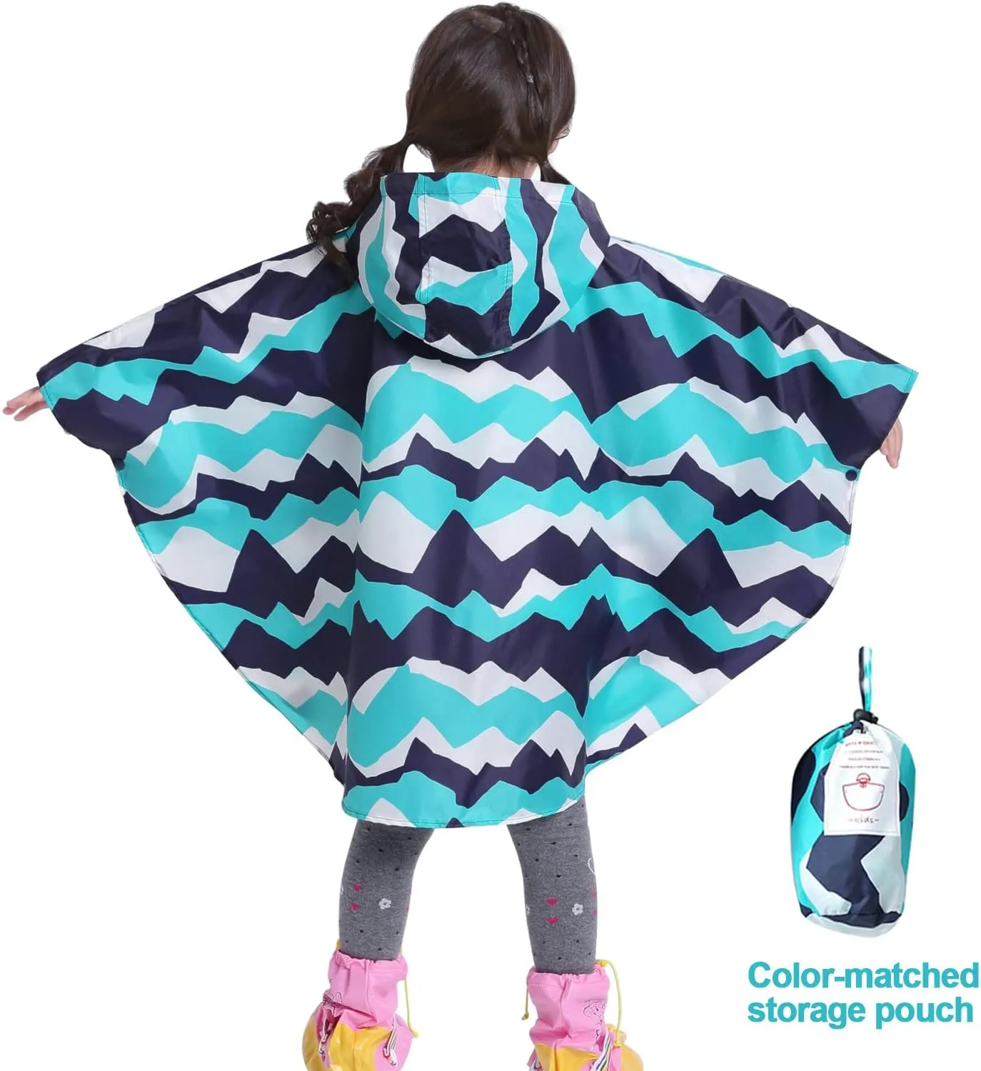 AIWUHE Kids Rain Poncho Cartoon Raincoat Jacket Cute Rain Coat Toddler Boys Girls Rain Cape Light Waterproof Hoodie Outwear