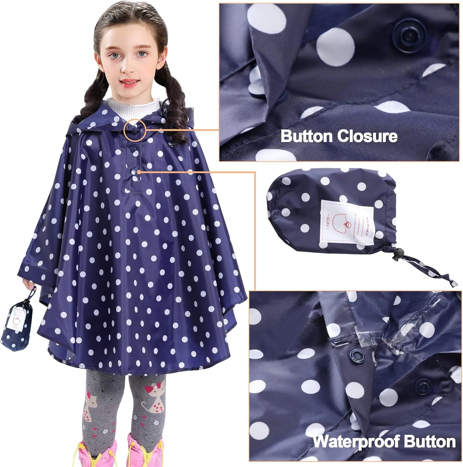 AIWUHE Kids Rain Poncho Cartoon Raincoat Jacket Cute Rain Coat Toddler Boys Girls Rain Cape Light Waterproof Hoodie Outwear
