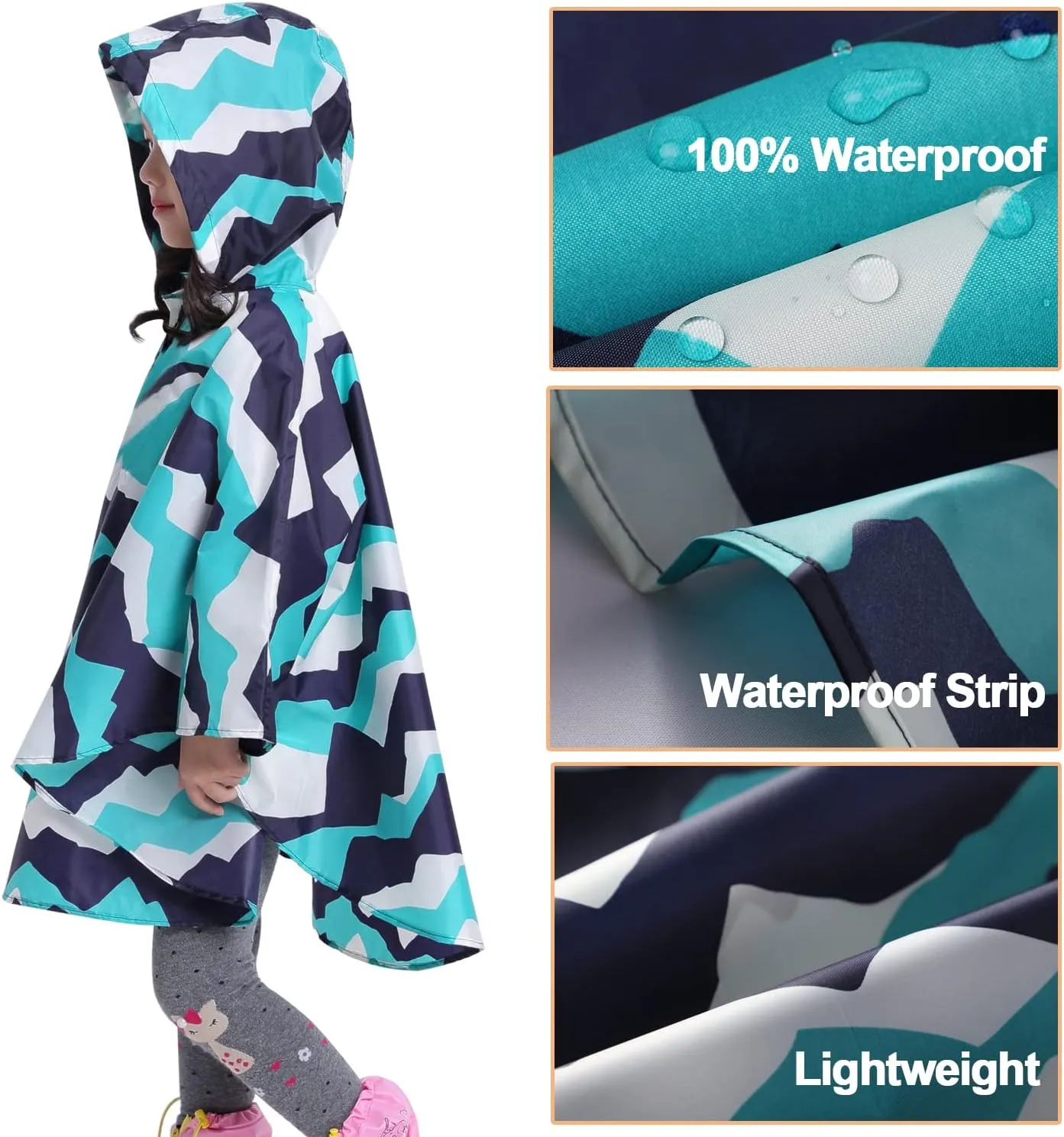AIWUHE Kids Rain Poncho Cartoon Raincoat Jacket Cute Rain Coat Toddler Boys Girls Rain Cape Light Waterproof Hoodie Outwear