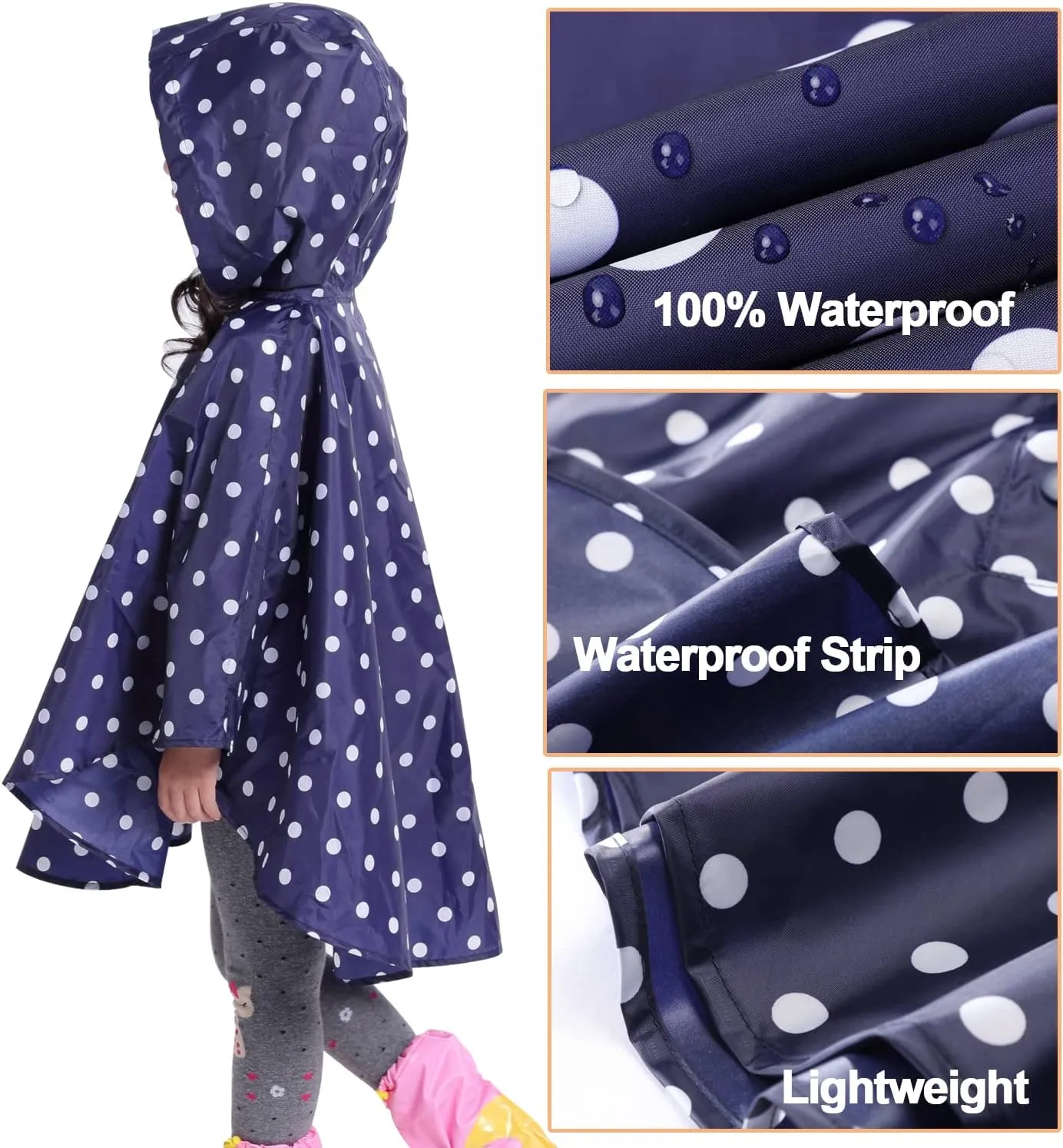 AIWUHE Kids Rain Poncho Cartoon Raincoat Jacket Cute Rain Coat Toddler Boys Girls Rain Cape Light Waterproof Hoodie Outwear