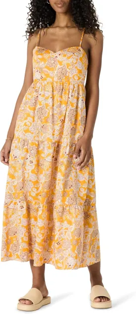 Amazon Essentials Women's Fit and Flare Empire Waisted Cotton Sateen Tiered Maxi Dress