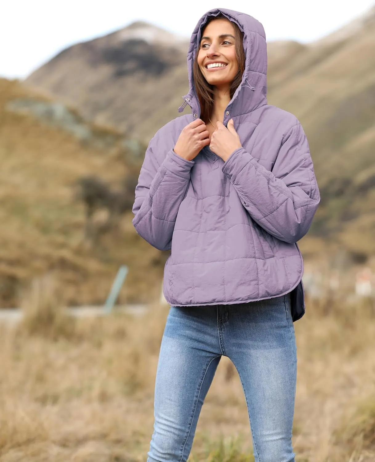 AMEBELLE Women's Oversized Hooded Puffer Jacket Quilted Jackets for Women Lightweight Winter Warm Padded Hoodies Coat