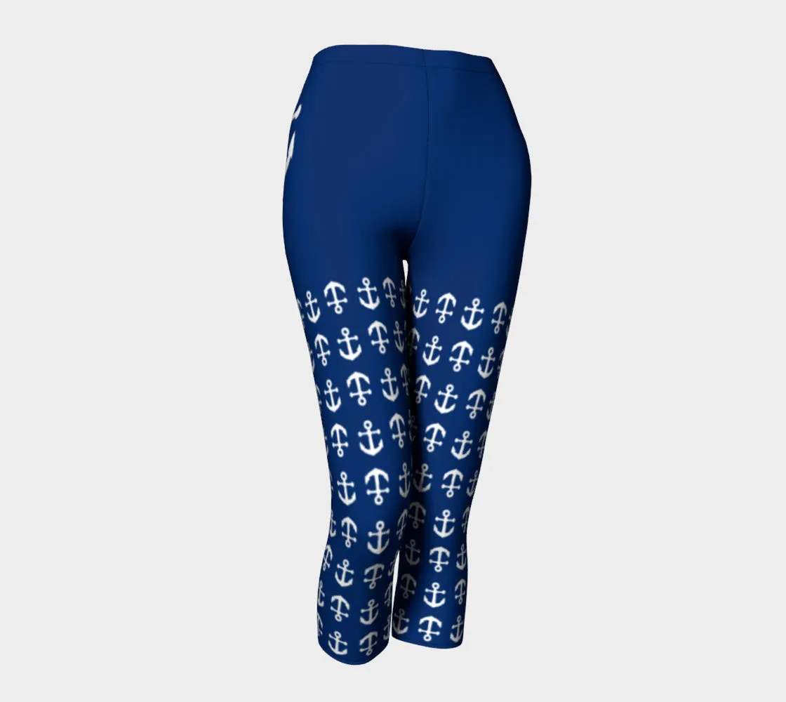 Anchor Legs and Hip Adult Capris - White on Navy