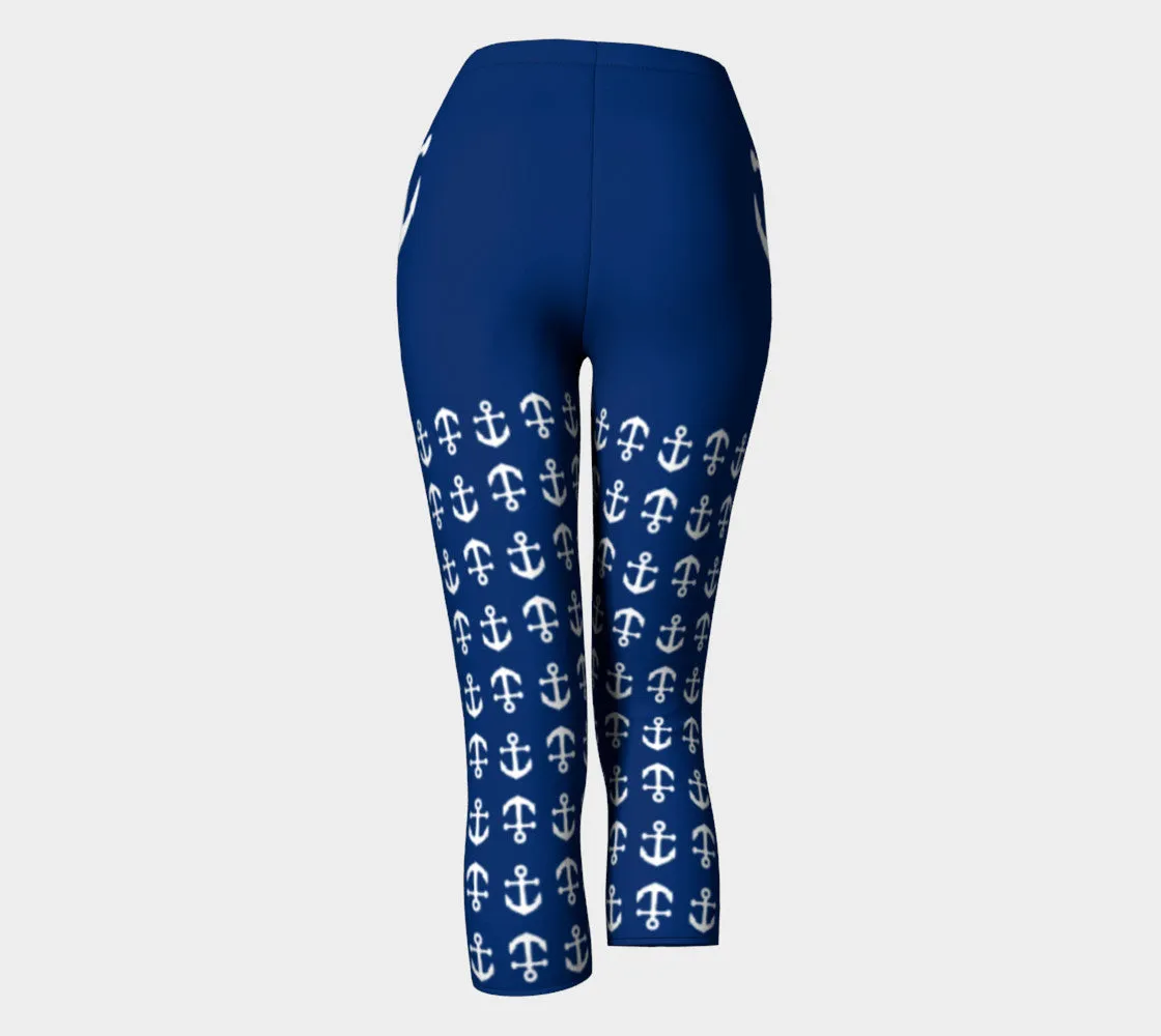 Anchor Legs and Hip Adult Capris - White on Navy