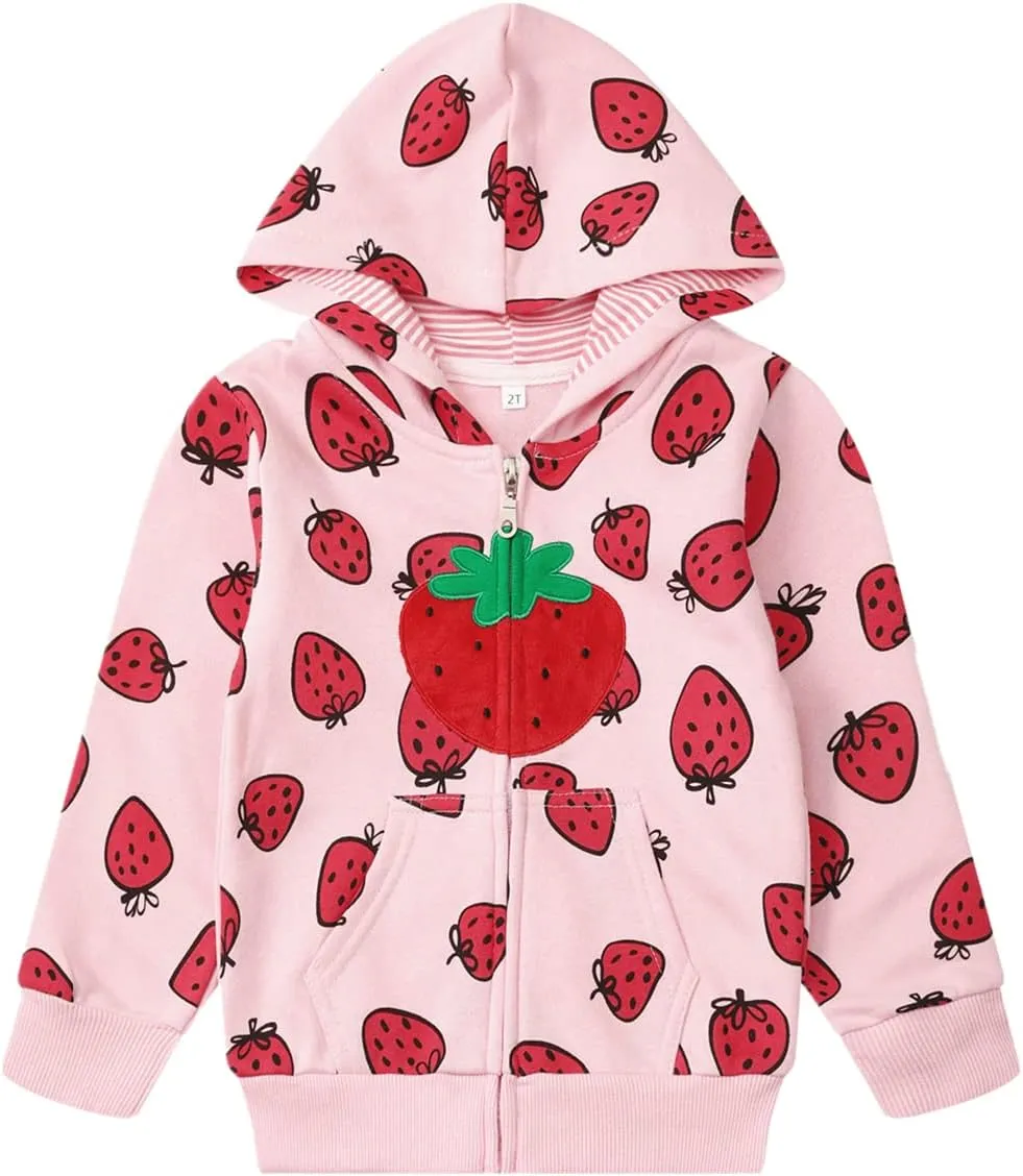 Baby Girl Zip-up Jacket Rainbow Unicorn Cotton Hoodie Sweatshirt Toddler Fall Coat Kids Winter Outfits Outerwear 2t-7t