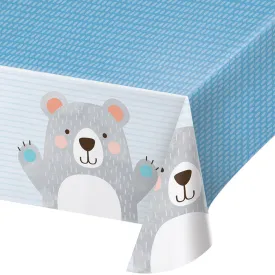 Birthday Bear Plastic Tablecover All Over Print, 54" X 102"