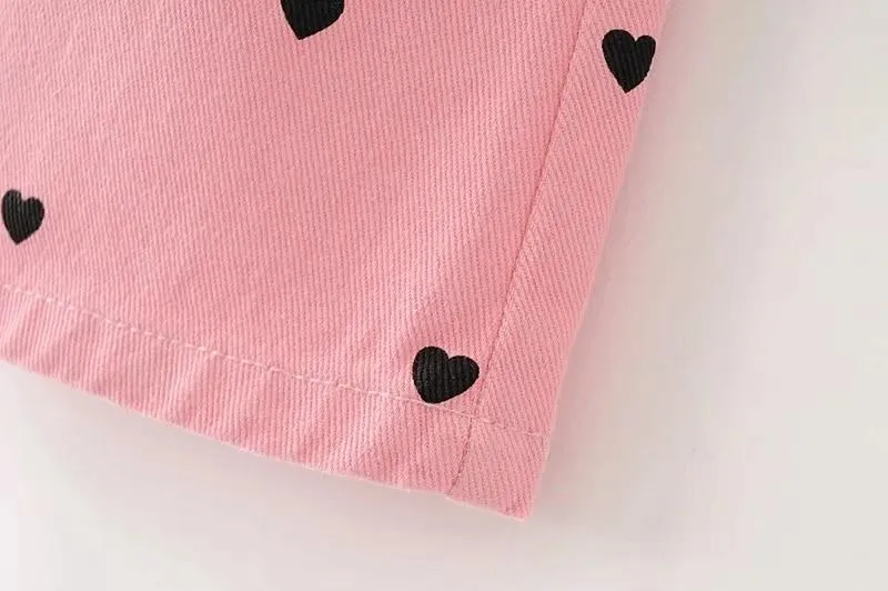 Black Skirt With Pink Hearts