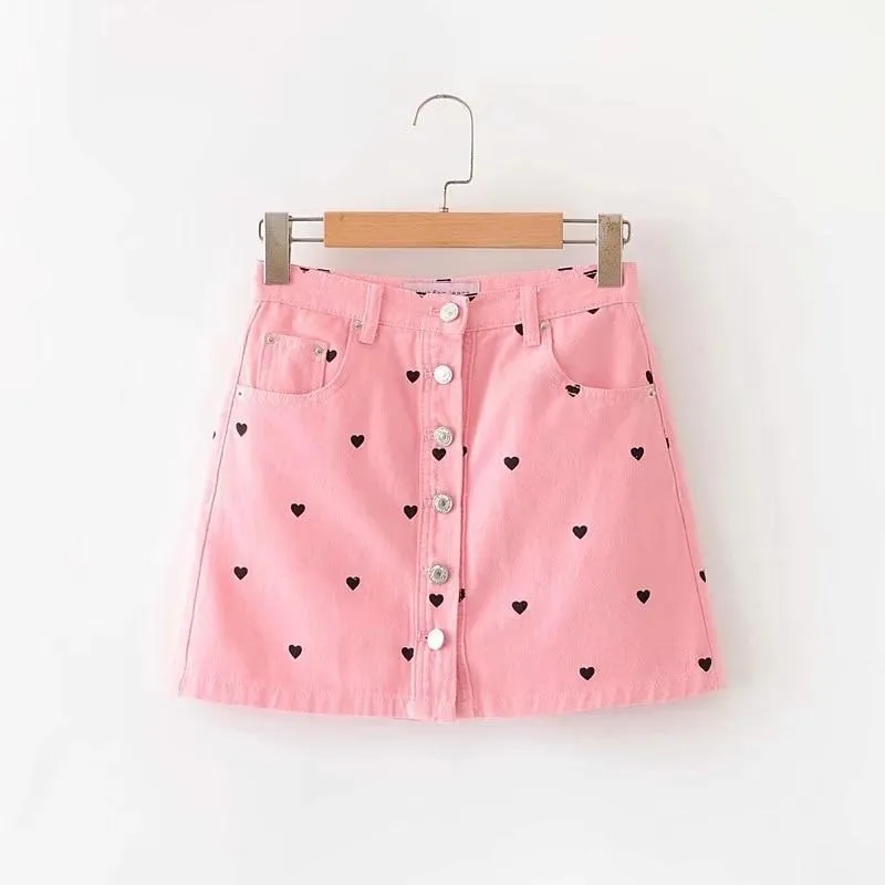 Black Skirt With Pink Hearts