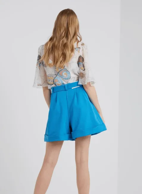 BLUE BELTED SHORTS