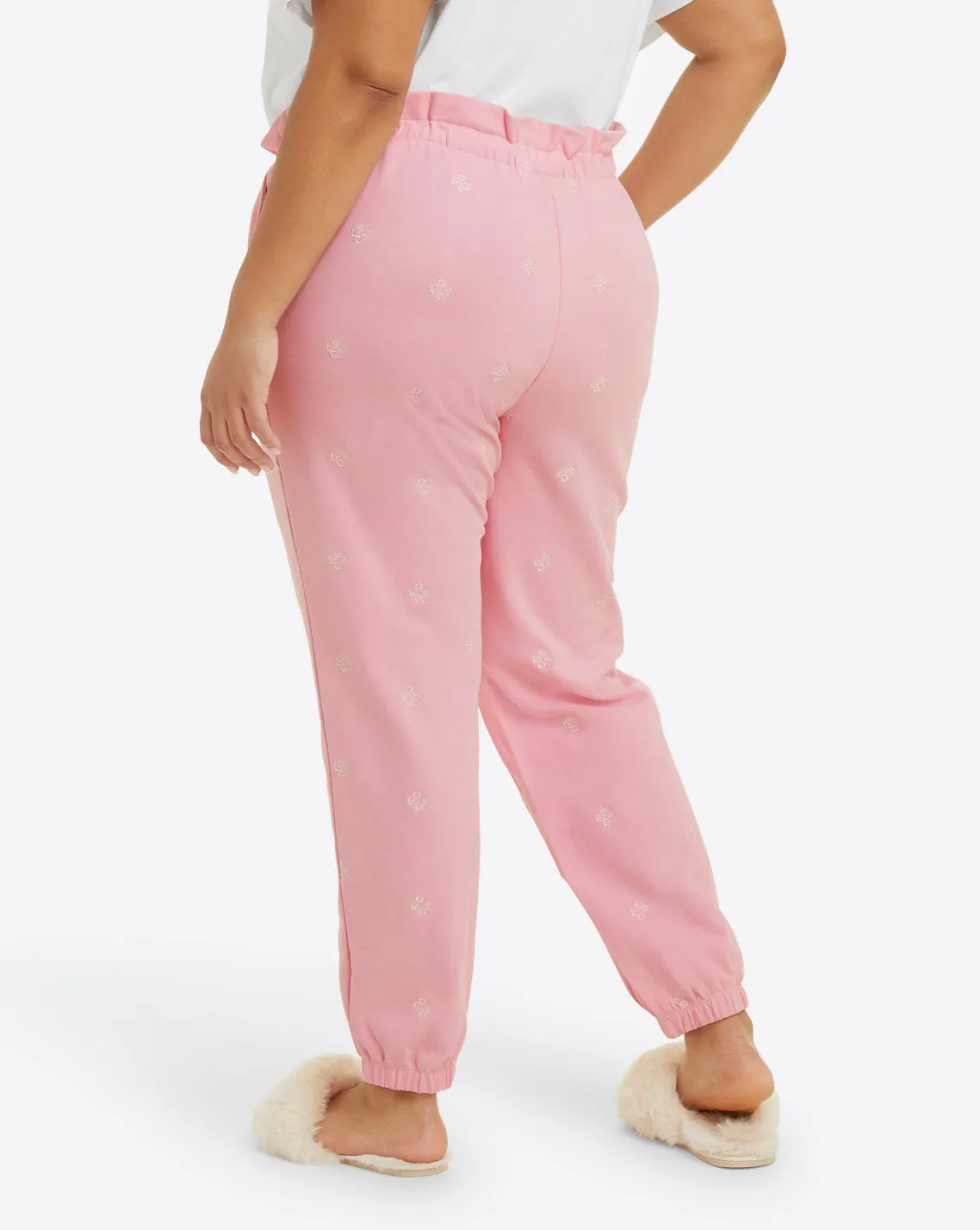 Bobbie Sweatpants in Pink Embroidered Viola
