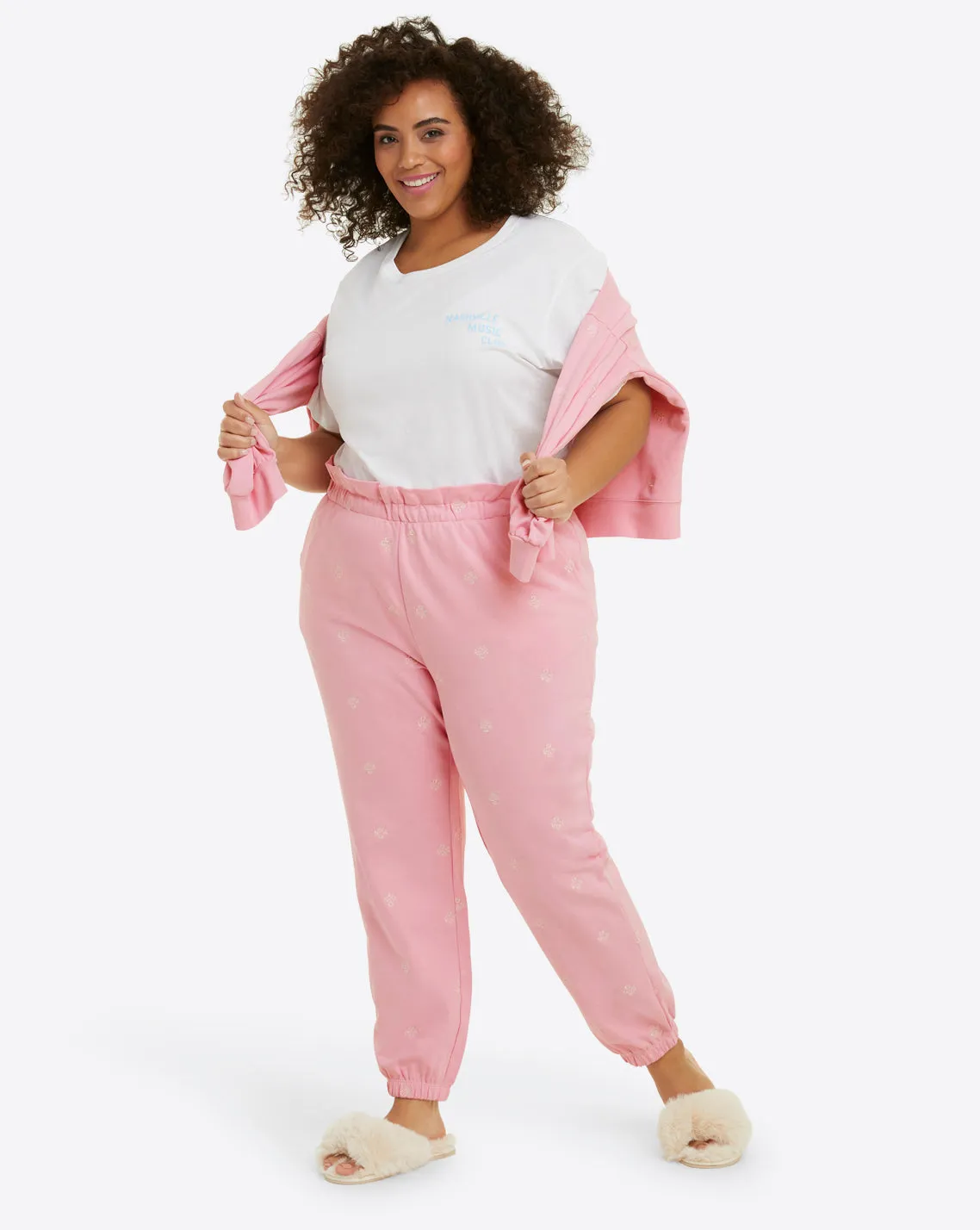 Bobbie Sweatpants in Pink Embroidered Viola