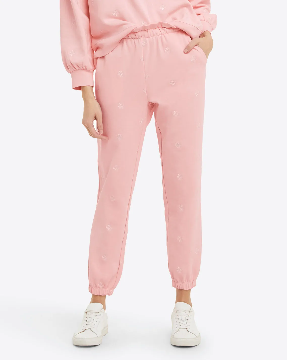 Bobbie Sweatpants in Pink Embroidered Viola
