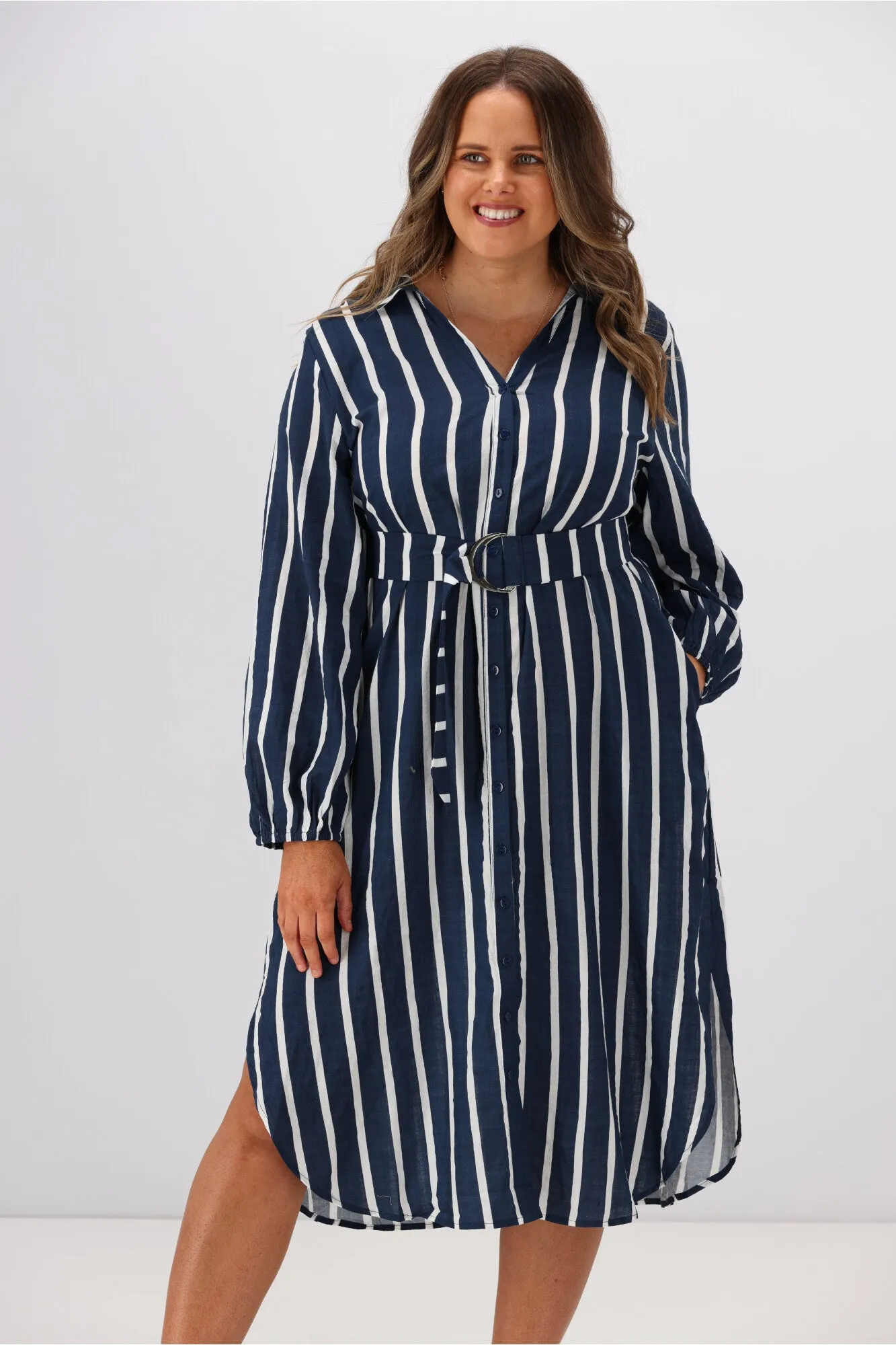 Boho Australia Stefan Dress Navy Stripe