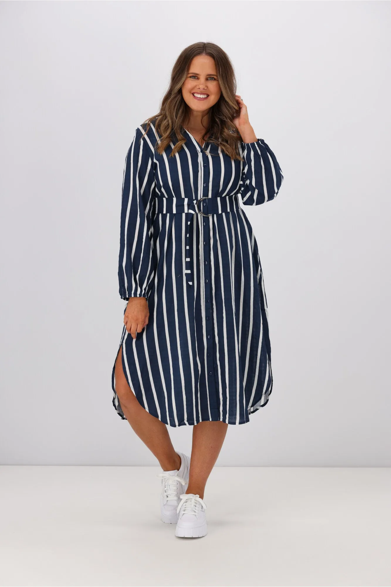 Boho Australia Stefan Dress Navy Stripe