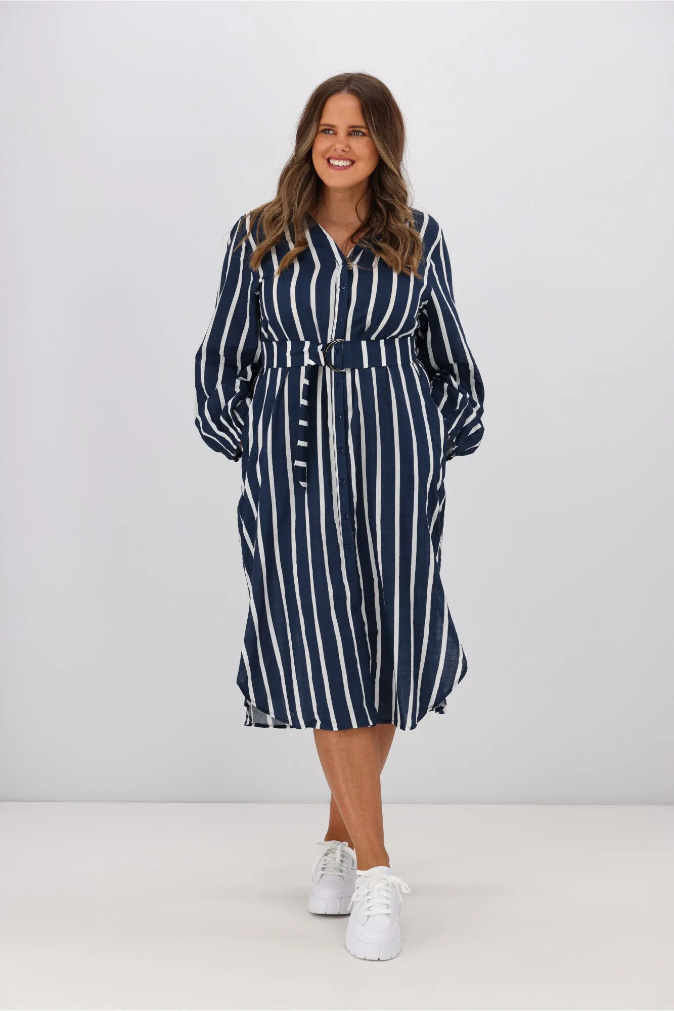 Boho Australia Stefan Dress Navy Stripe
