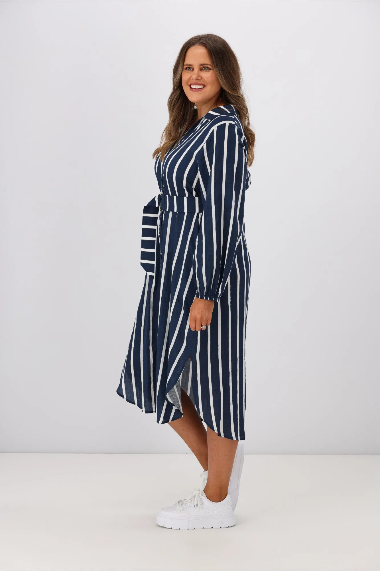 Boho Australia Stefan Dress Navy Stripe