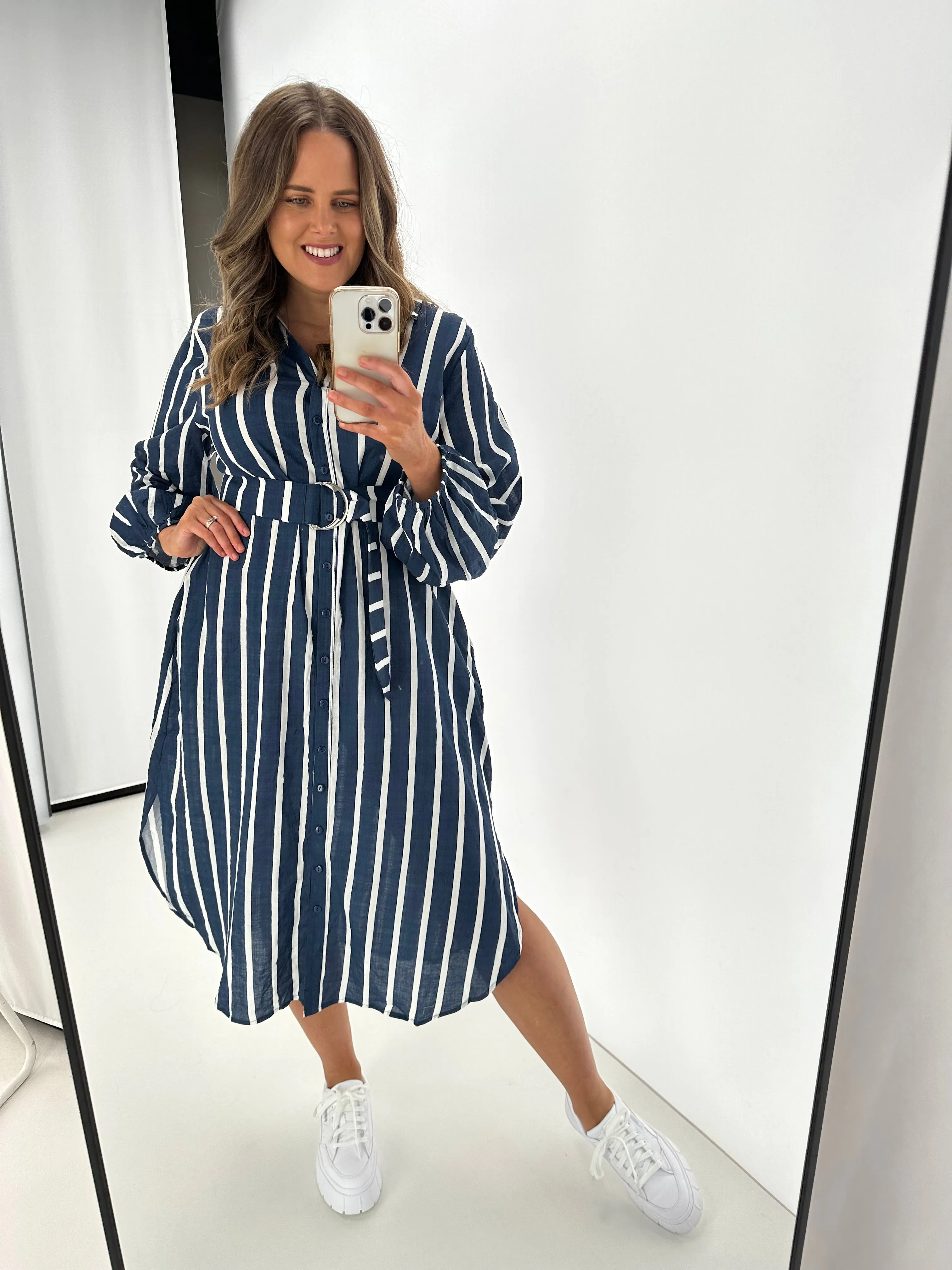 Boho Australia Stefan Dress Navy Stripe