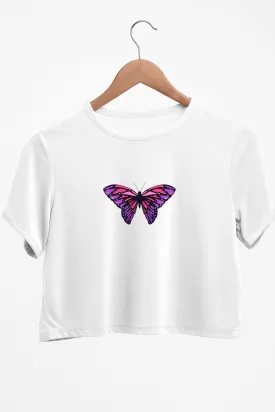 Butterfly Graphic Printed White Crop Top