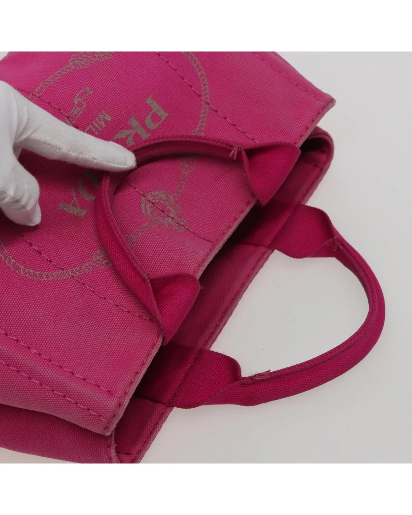 Canvas Pink Hand Bag with Handle Drop - Authentic Prada