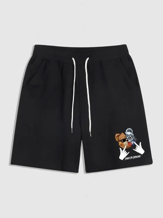 Cartoon Bear Pattern T Shirt And Shorts Set