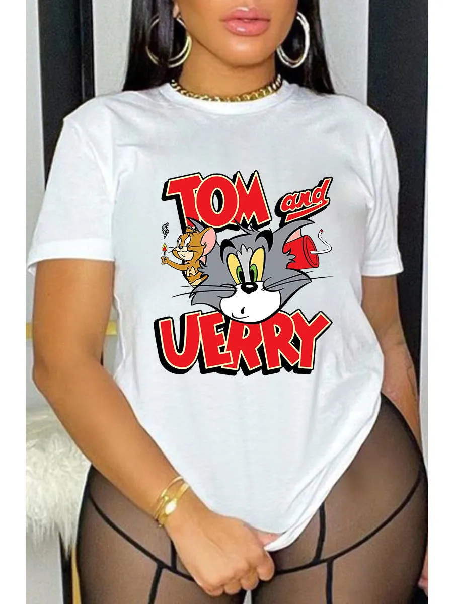 Cartoon printing loose T-shirt AY2680