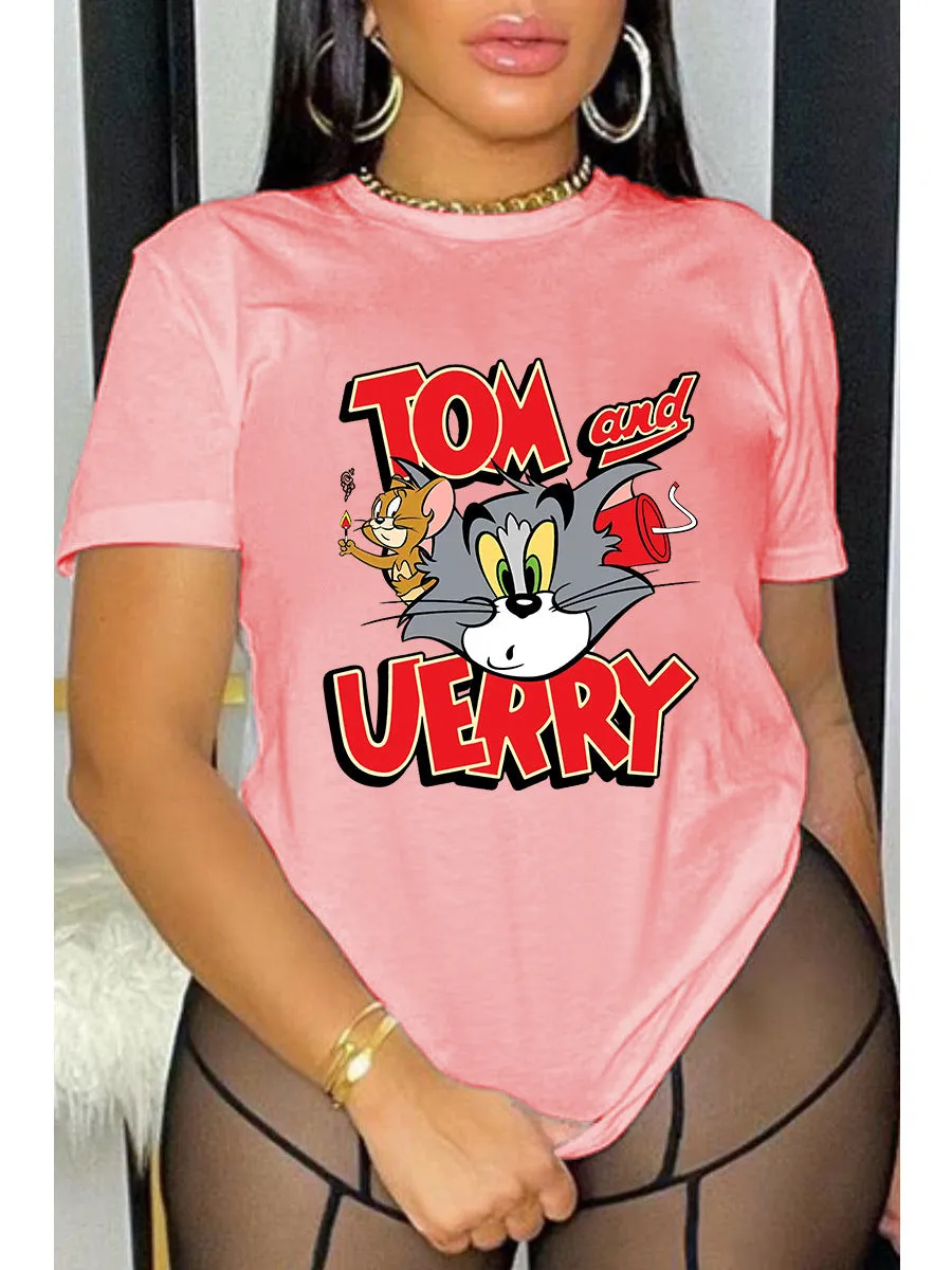 Cartoon printing loose T-shirt AY2680