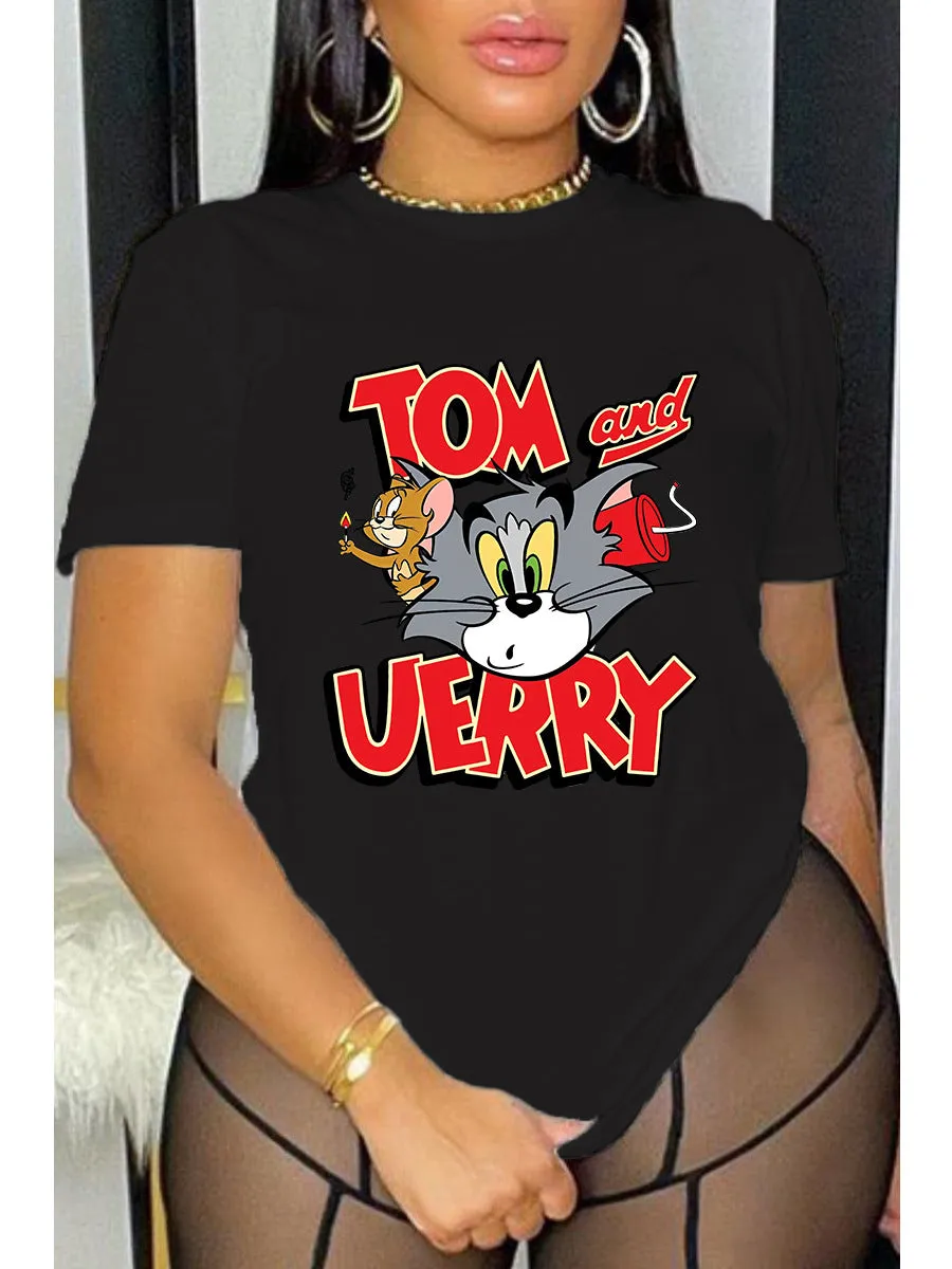 Cartoon printing loose T-shirt AY2680