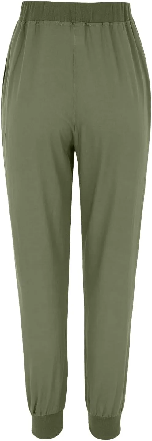 Ceboyel Women Summer Linen Pants Drawstring Beach Pants Lightweight High Waist Baggy Trouser Boho Ladies Clothes with Pockets