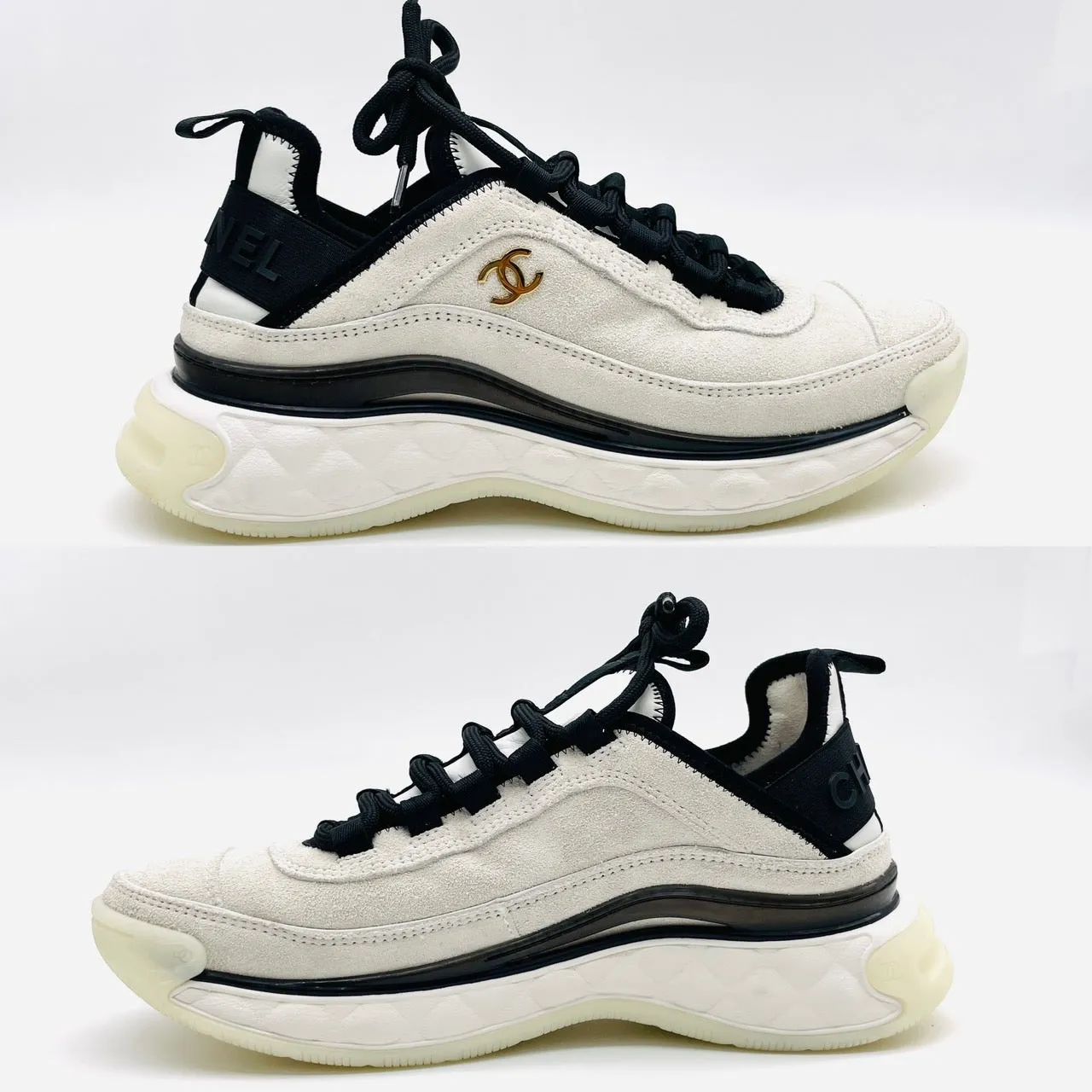 CHANEL Sneakers G45331 White Black Suede