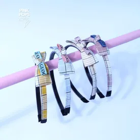 Checkered Patterned Knotted Bow Headband