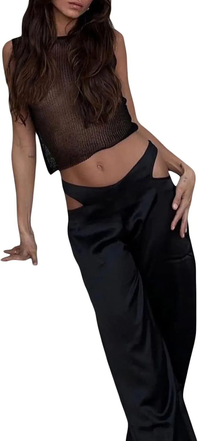 cochineal Y2k Sequin Tank Top for Women Sexy Sleeveless Sparkly Glitter Crop Cami Slim Fit Going Out Party Club Vest Shirt