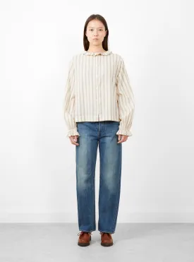Cornflower Blouse Cream Lilac Stripe