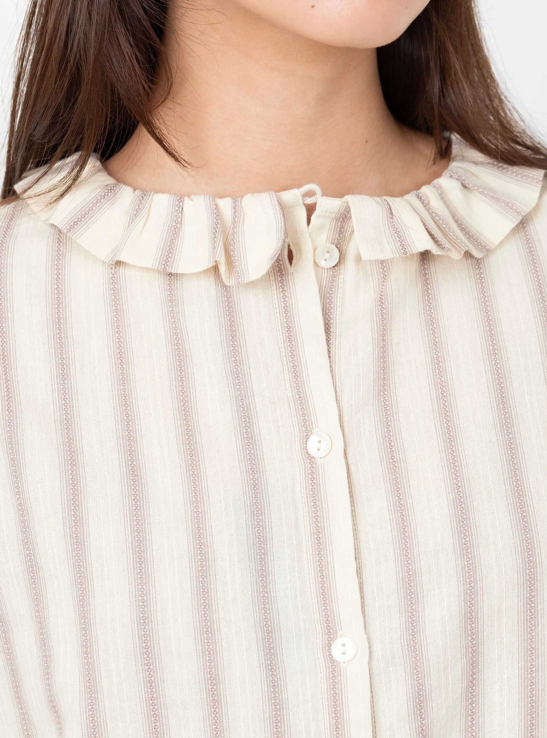Cornflower Blouse Cream Lilac Stripe
