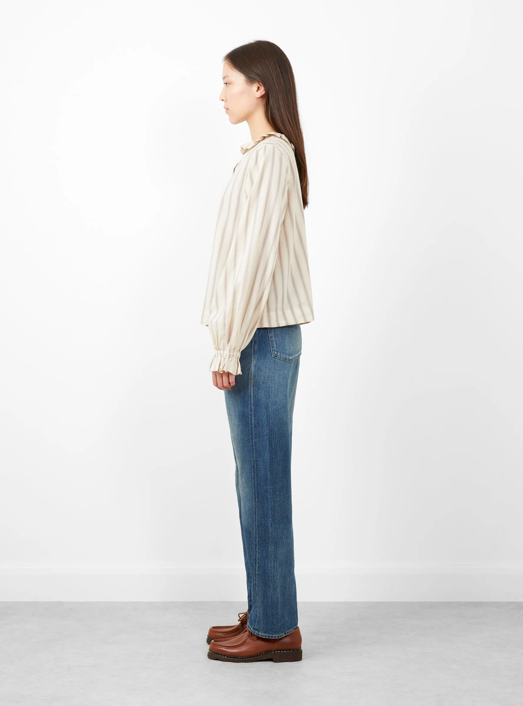 Cornflower Blouse Cream Lilac Stripe