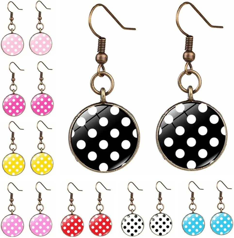 Dainty Colorful Spot Earrings Timestone Retro Multicolor Cartoon Sweet Dangle Earrings for Womens Friends Gitfs