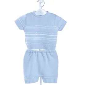 Dandelion Knitted Top and Shorts Set Blue